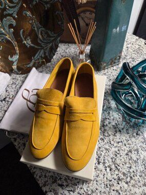 M. Gemi Mustard Suede Loafers • Made in Italy • Size 39